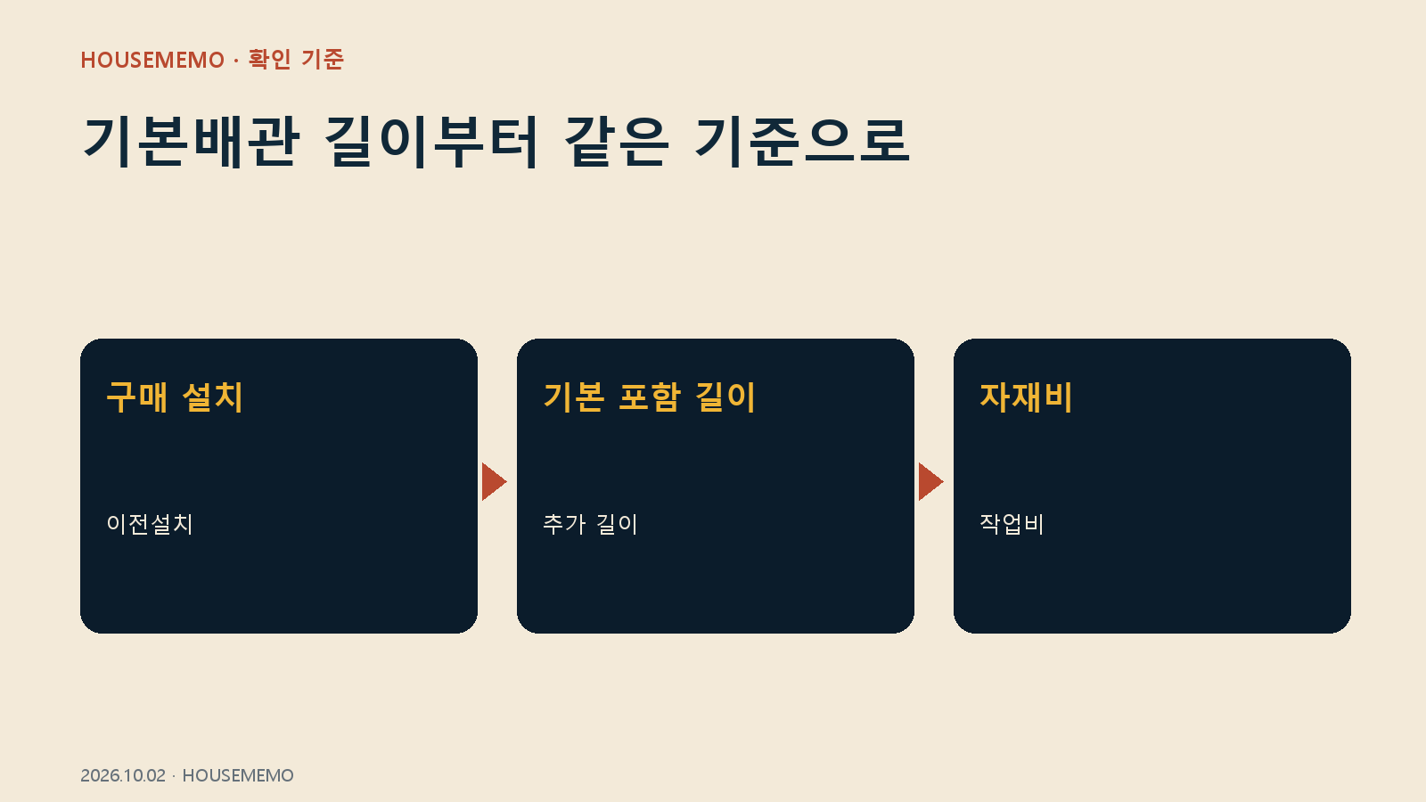 기본배관 길이부터 같은 기준으로